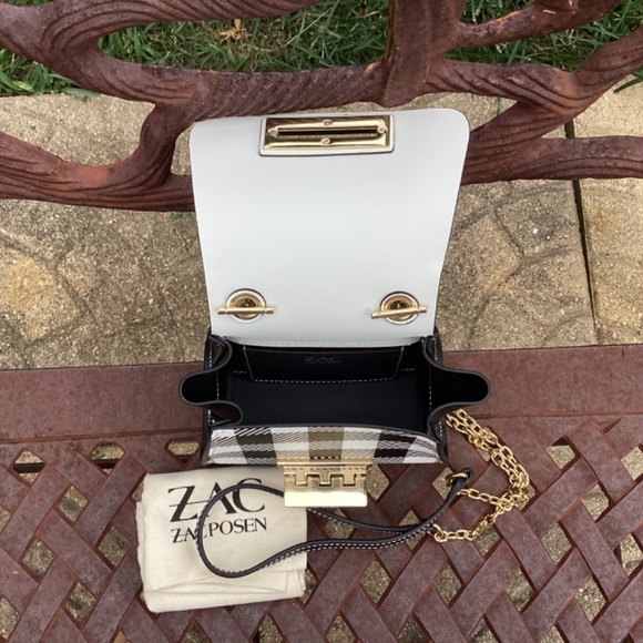 NWT Zac Zac Posen Leather Mini Eartha Crossbody Gingham Print Bag - Picture 7 of 11